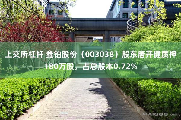 上交所杠杆 鑫铂股份（003038）股东唐开健质押180万股，占总股本0.72%