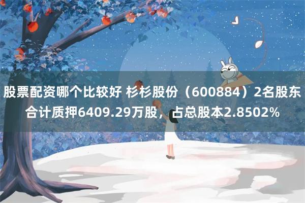 股票配资哪个比较好 杉杉股份（600884）2名股东合计质押6409.29万股，占总股本2.8502%