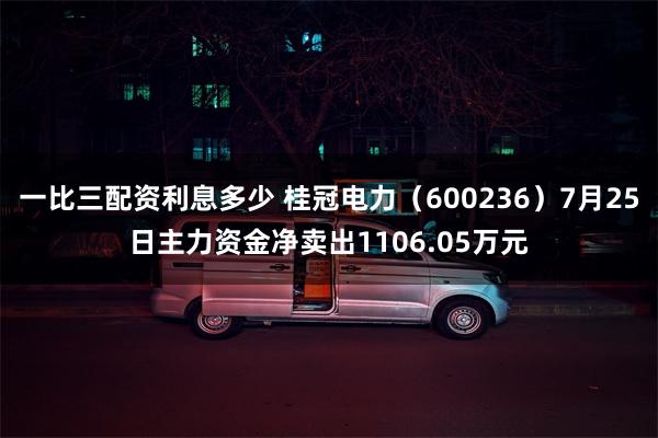 一比三配资利息多少 桂冠电力（600236）7月25日主力资金净卖出1106.05万元