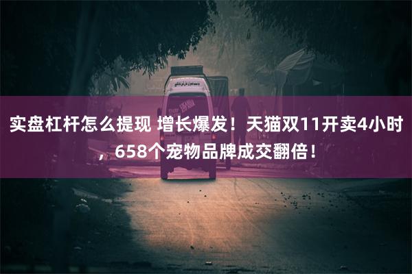 实盘杠杆怎么提现 增长爆发！天猫双11开卖4小时，658个宠物品牌成交翻倍！